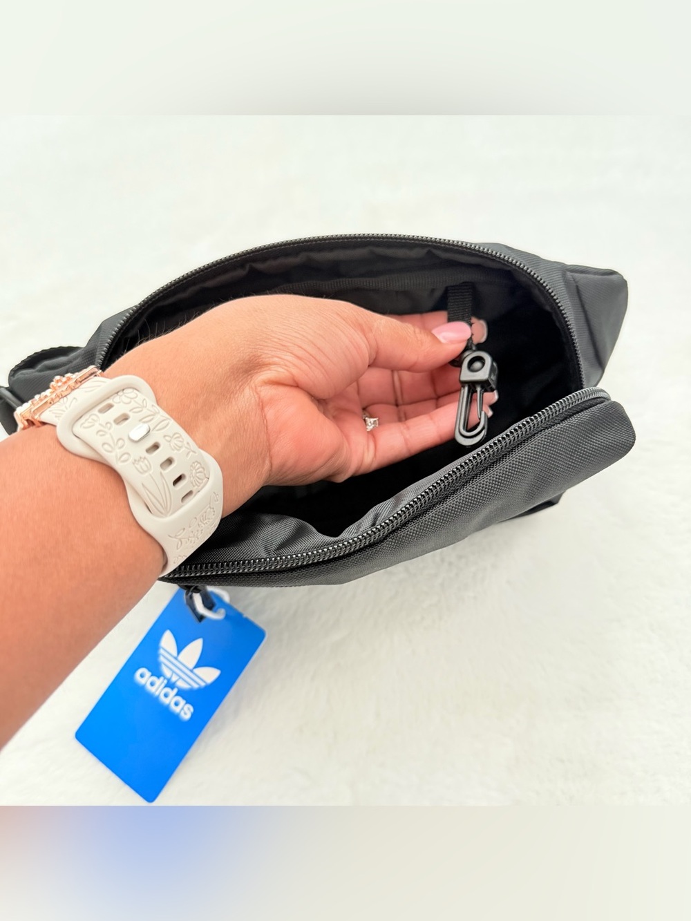 Adidas Black Waist Bag with White Trefoil Logo - Picture 8 of 13